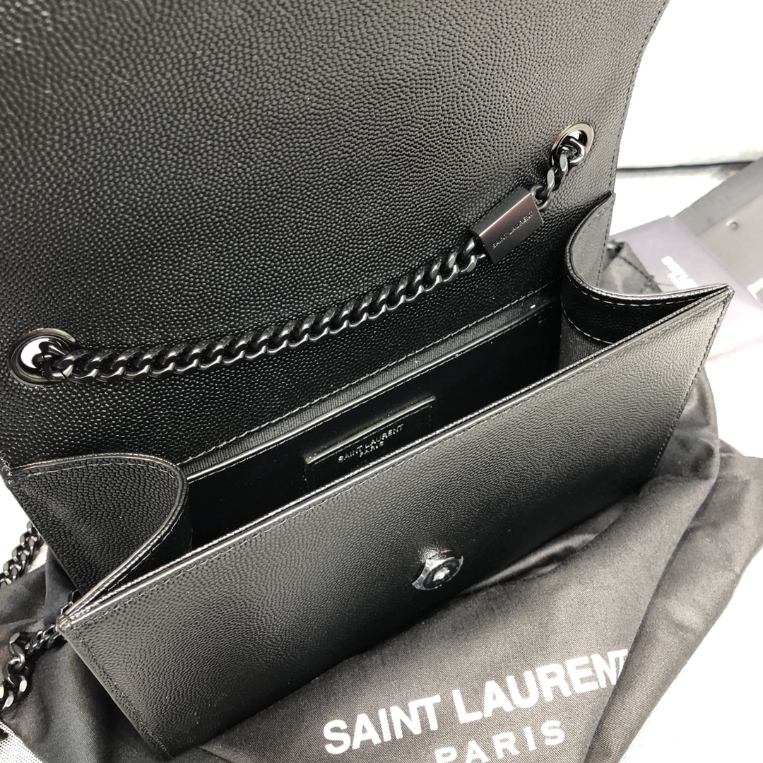 Saint Laurent Kate Small Grain Calfskin Shoulder Bag Handbag Black 469390 Black